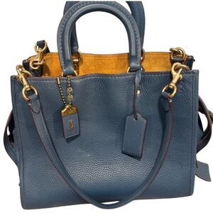 Coach Blue and Gold Shoulder Bag